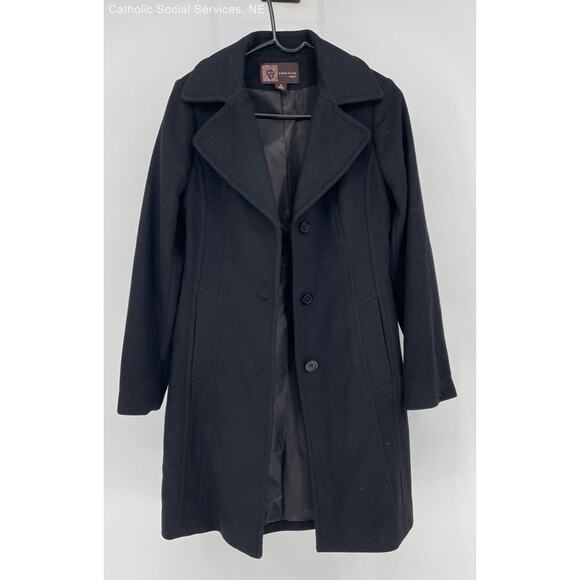 Anne Klein Black Women's Single-Breasted Long Wool Peacoat - Size‎ Small - Picture 8 of 9